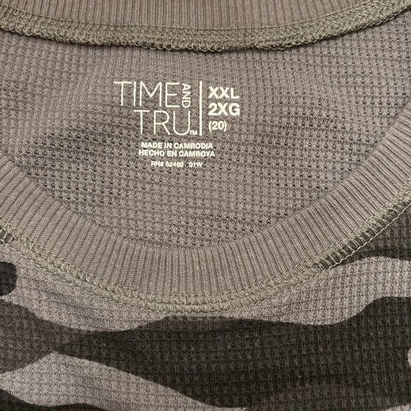 Black and Gray Long Sleeve Camo Waffle Weave Thermal Top Size XXL - Picture 7 of 8